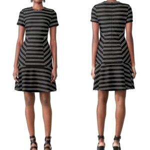 Anthropologie Hutch Eleanor Black & White Striped Shift Dress Size Small Career